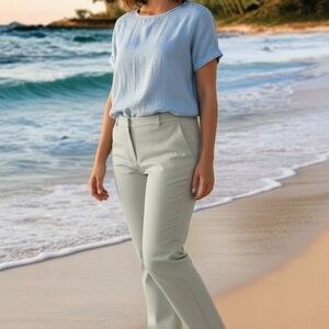 Avenue Women's Soft Ivory Straight Leg Pants 18 NWT Matte Sateen Trousers